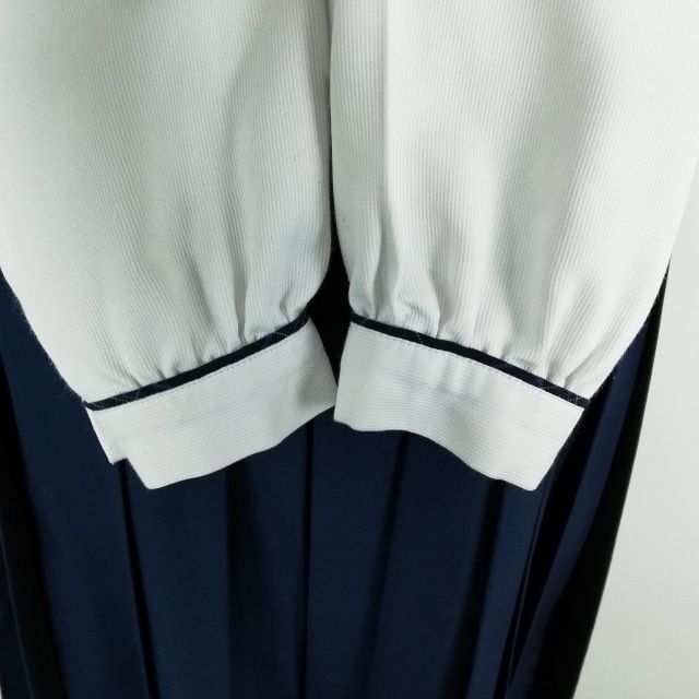 1円 セーラー服 スカート スカーフ 上下3点セット L トンボ 中間服 柄1本線 女子 学生服 鹿児島時任学園樟南高校 白 中古 ランクC NA1117_画像4