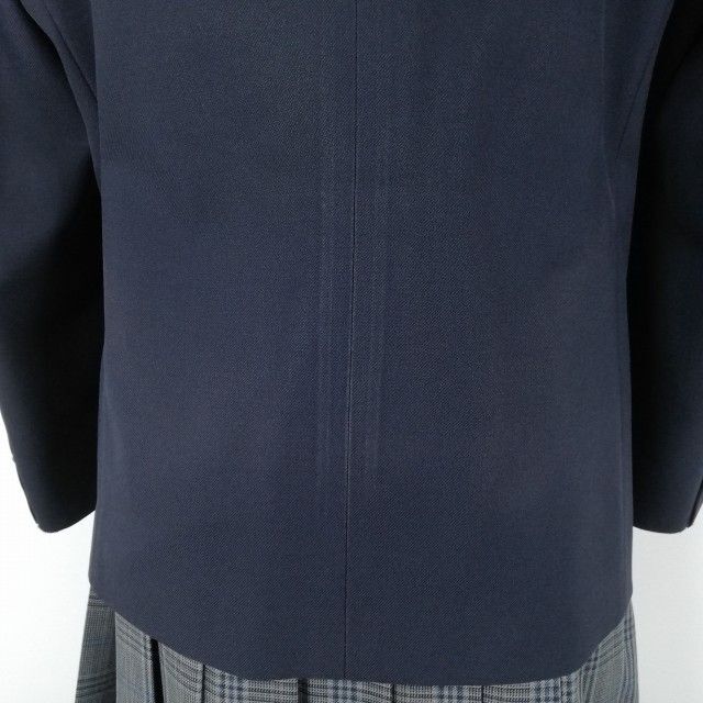 1円 ブレザー チェックスカート リボン 上下4点セット 指定 160A 富士ヨット 冬物 女子 学生服 東京諏訪台中学 紺 中古 ランクC NA1148の画像4