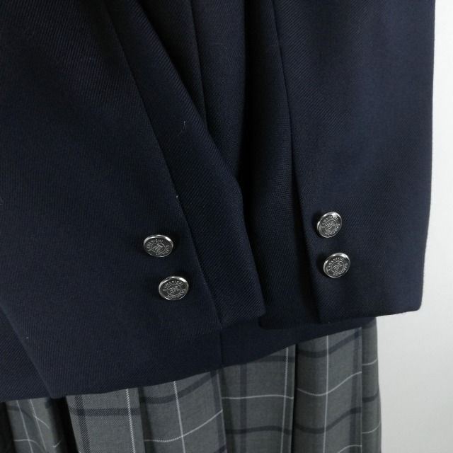 1 иен блейзер проверка юбка лента верх и низ 4 позиций комплект указание Fuji яхта зима предмет женщина школьная форма Hyogo река запад север . средняя школа темно-синий форма б/у разряд C NA1978