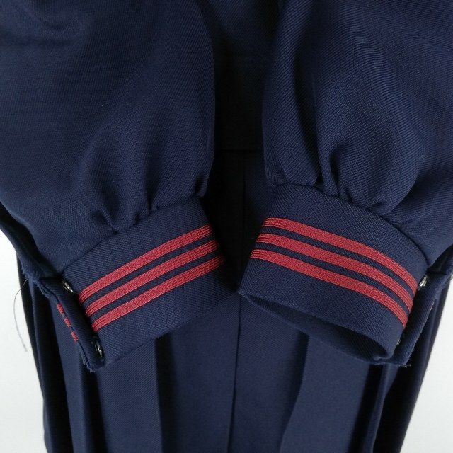 1円 セーラー服 ジャンパースカート スカーフ 上下3点セット 指定 トンボ 冬物 赤3本線 女子 鹿児島松元中学 紺 中古 ランクC NA1630の画像4