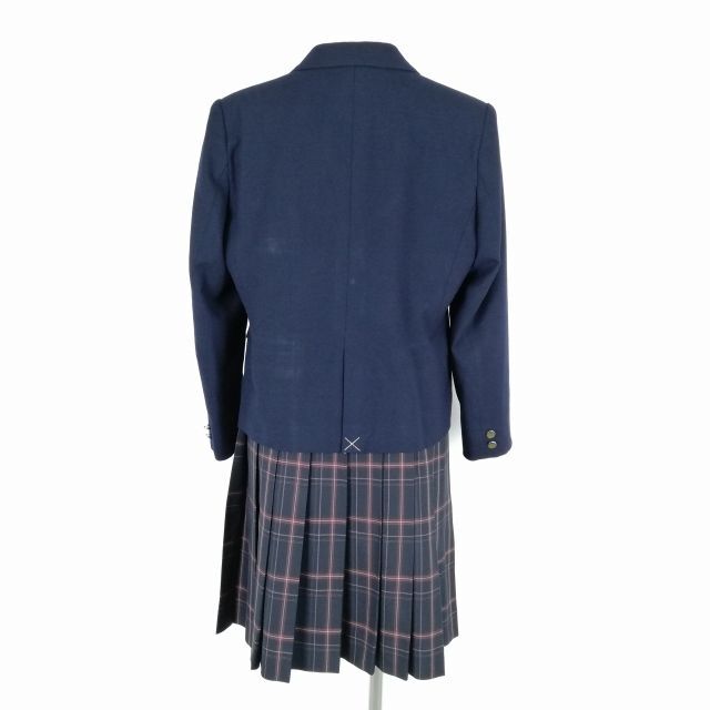 1円 ブレザー チェックスカート リボン 上下4点セット 大きいサイズ 冬物 女子 学生服 兵庫啓明学院中学高校 紺 制服 中古 ランクB NA1917_画像2