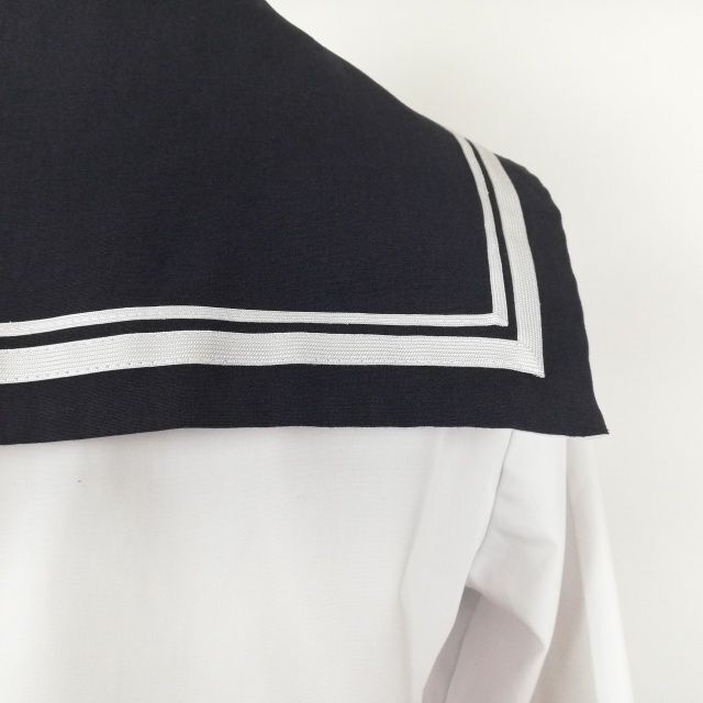 1 jpy sailor suit skirt scarf top and bottom 3 point set interim clothes white 2 ps line woman school uniform Kochi earth . woman middle . high school white uniform used rank C NA0735