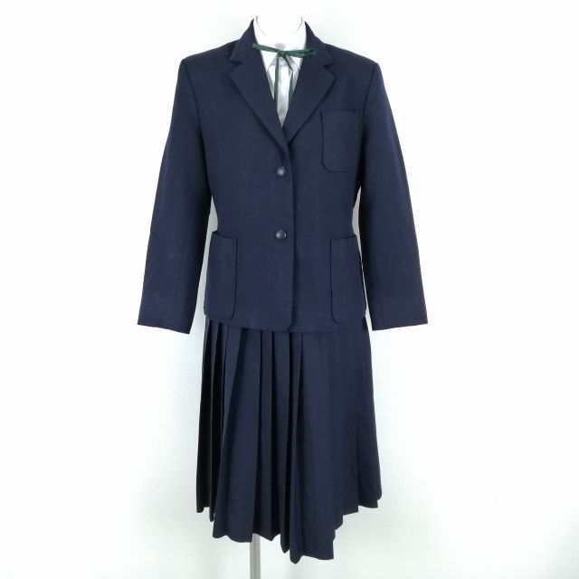 1円 ブレザー スカート 上下2点セット 冬物 女子 学生服 中学 高校 紺 制服 中古 ランクC NA1210の画像1