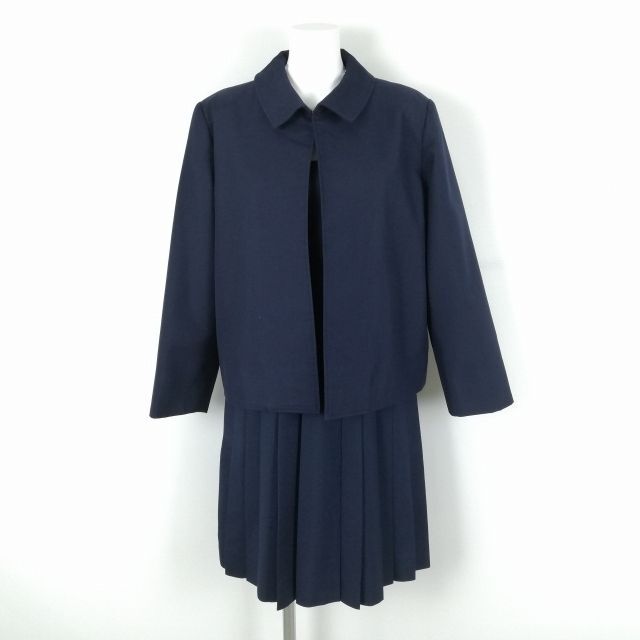 1円 ジャケット ジャンパースカート 上下2点セット 冬物 女子 学生服 中学 高校 紺 制服 中古 ランクB NA1113の画像1