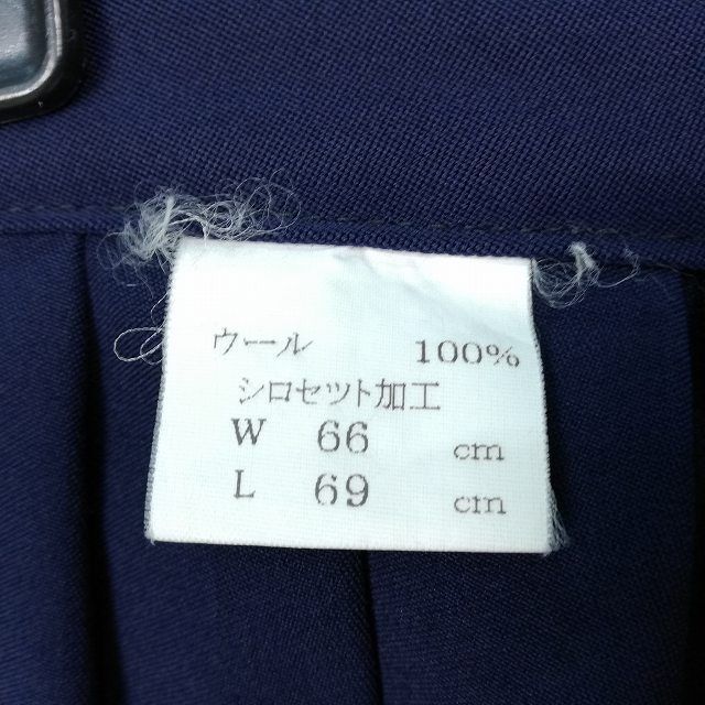 1円 スクールスカート 冬物 w63-丈44 紺 中学 高校 ミニ丈 プリーツ 学生服 制服 女子 中古 HK6648_画像5