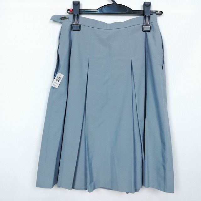 1円 スクールスカート 夏物 w63-丈56 グレー 中学 高校 プリーツ 学生服 制服 女子 中古 HK6666_画像2