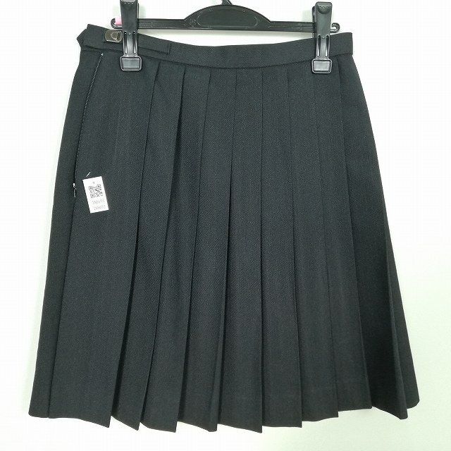 1円 スクールスカート 大きいサイズ 冬物 w72-丈56 グレー 福岡明光学園中学高校 プリーツ 学生服 制服 女子 中古 IN5693_画像2