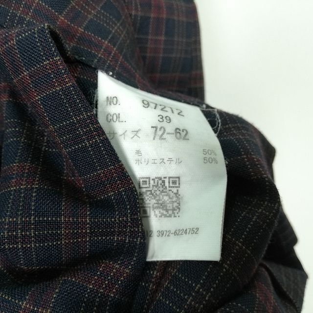 1円 スクールスカート 大きいサイズ 夏物 w72-丈62 チェック 中学 高校 プリーツ 学生服 制服 女子 中古 IN5893_画像5