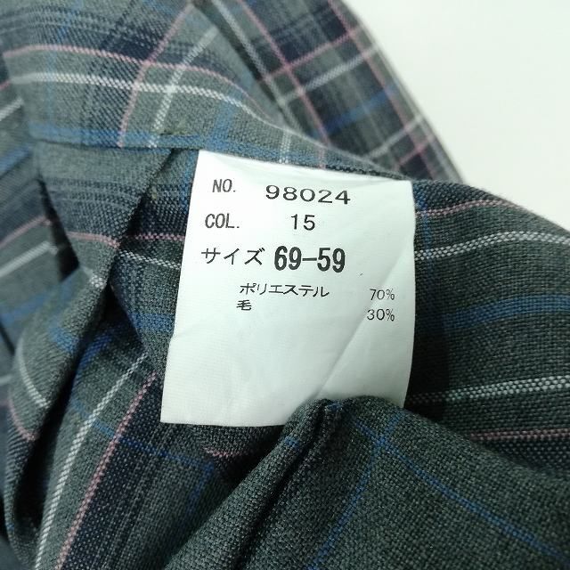 1円 スクールスカート 夏物 w69-丈59 チェック 中学 高校 プリーツ 学生服 制服 女子 中古 IN5747_画像5