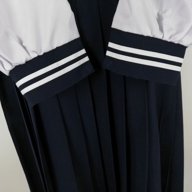 1 иен матроска юбка шарф верх и низ 3 позиций комплект большой размер промежуточный одежда белый 2 шт линия женщина школьная форма средний . средняя школа белый форма б/у разряд C NA0616