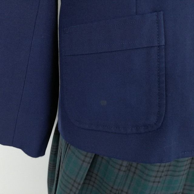 1円 ブレザー チェックスカート リボン 上下4点セット L 大きいサイズ 冬物 女子 学生服 広島安芸南高校 花紺 制服 中古 ランクC NA2062の画像6