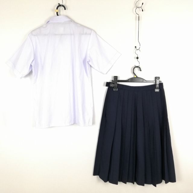 1円 ブラウス スカート 上下3点セット 大きいサイズ LL 夏物 女子 学生服 中学 高校 白 制服 中古 ランク:C EY4755_画像2