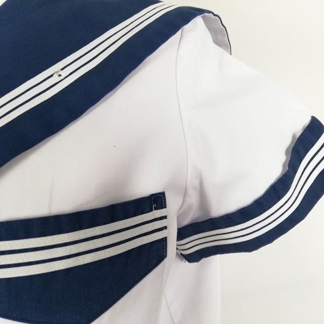 1 jpy sailor suit skirt scarf top and bottom 3 point set summer thing white 3ps.@ line woman school uniform Osaka .. woman high school white uniform used rank C NA1550
