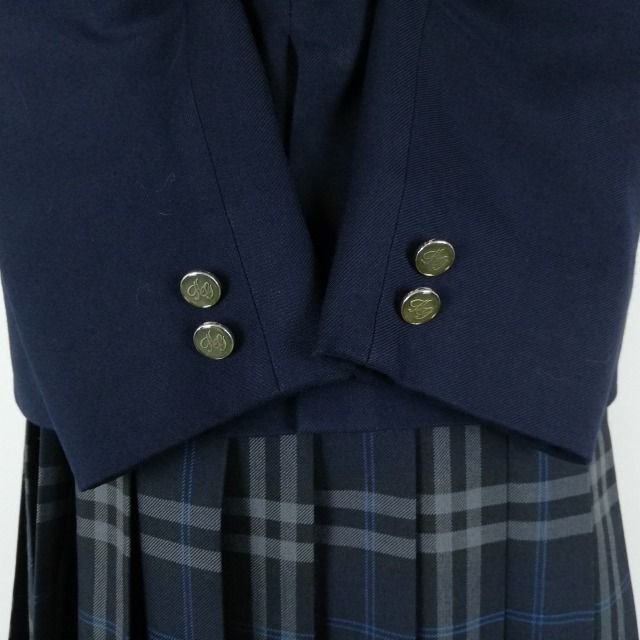 1 иен блейзер проверка юбка лента верх и низ 4 позиций комплект зима предмет женщина школьная форма Hyogo . Akira .. средний . средняя школа темно-синий форма б/у разряд C NA1893