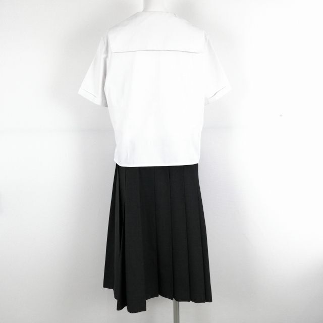 1円 セーラー服 スカート 上下2点セット 大きいサイズ 夏物 女子 学生服 兵庫姫路高校 白 制服 中古 ランクC NA1513