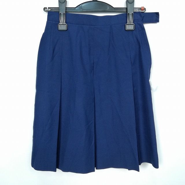 1円 スクールスカート 冬物 w60-丈49 紺 東京三鷹第七中学 プリーツ 学生服 制服 女子 中古 HK6803_画像1