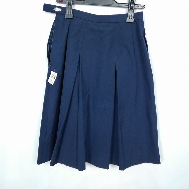 1円 スクールスカート 夏物 w63-丈61 花紺 中学 高校 プリーツ 学生服 制服 女子 中古 HK6887_画像2