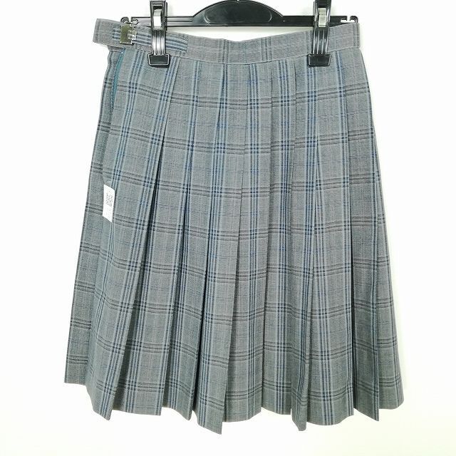 1円 スクールスカート 夏物 w63-丈55 チェック 中学 高校 プリーツ 学生服 制服 女子 中古 IN5953の画像2