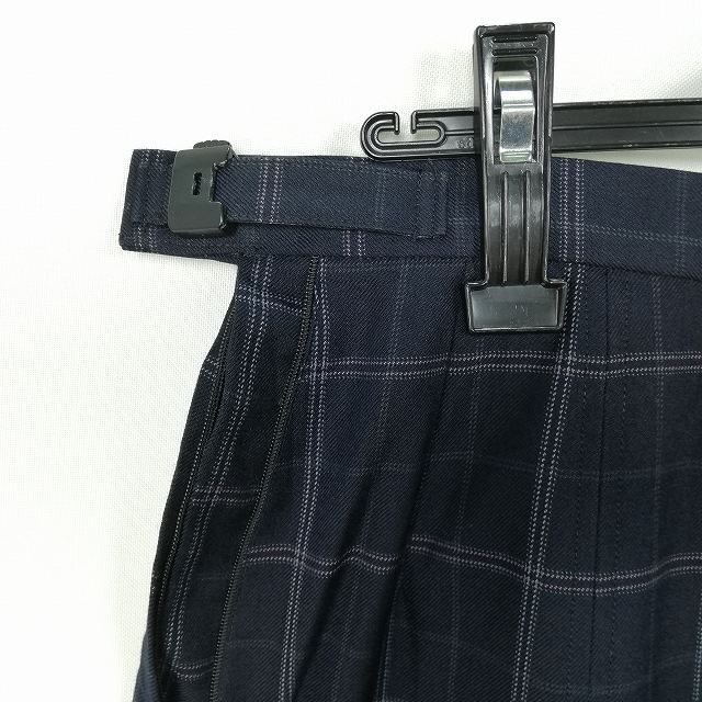 1 jpy school skirt large size winter thing w72- height 45 check middle . high school mini height pleat school uniform uniform woman used IN5966