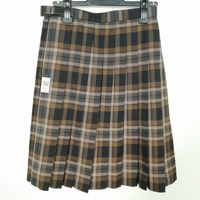 1円 スクールスカート 冬物 w66-丈59 チェック 中学 高校 プリーツ 学生服 制服 女子 中古 IN5912_画像2