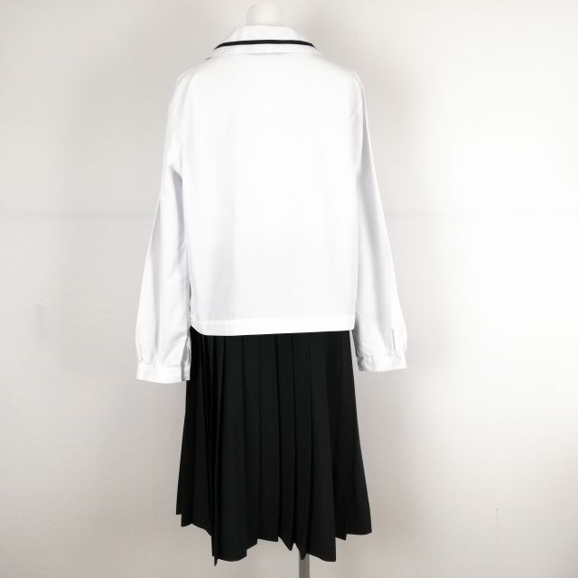 1 иен матроска юбка шнур Thai верх и низ 3 позиций комплект LL большой размер промежуточный одежда чёрный 1 шт. линия женщина школьная форма Okayama утро день средняя школа белый форма б/у разряд C NA1071