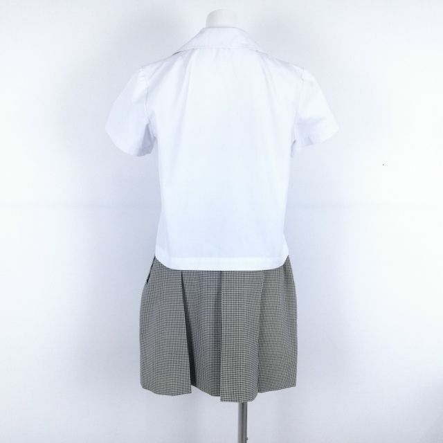 1円 ブラウス チェックスカート 上下2点セット L 夏物 女子 学生服 兵庫姫路西高校 白 制服 中古 ランクC NA1851_画像2