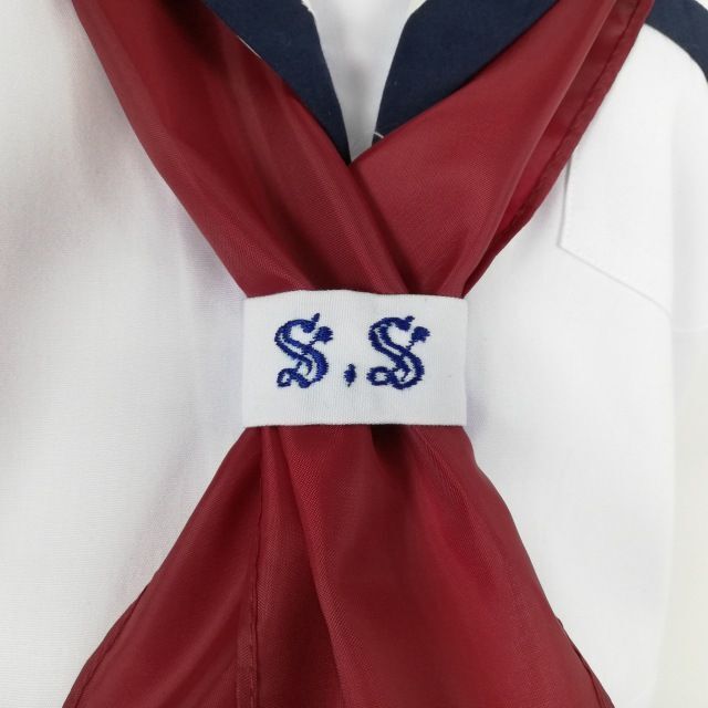 1 jpy sailor suit skirt scarf top and bottom 3 point set summer thing white 3ps.@ line woman school uniform middle . high school white uniform used rank C NA1852