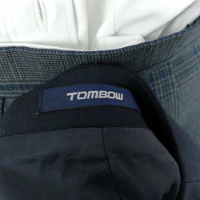 1円 イートン チェックスカート 紐タイ 上下4点セット L トンボ 冬物 女子 学生服 大阪宣真高校 紺 制服 中古 ランクB NA1566の画像5