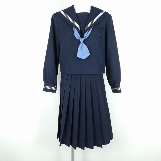 1 иен матроска юбка галстук верх и низ 3 позиций комплект зима предмет белый 3шт.@ линия женщина школьная форма средний . средняя школа темно-синий форма б/у разряд C NA2072