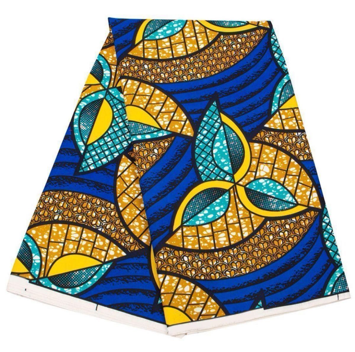 アフリカ布 2ヤード アフリカンバティック ターバン 生地 エスニック おしゃれ バッグ ワンピース スカート パンツ 青 黄色