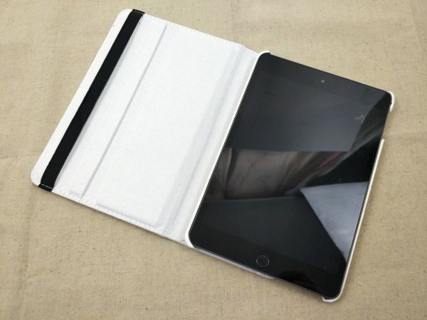 iPad mini4用 カバー PUレザー+ハードケース ゴム 回転タイプ ホワイト_画像3