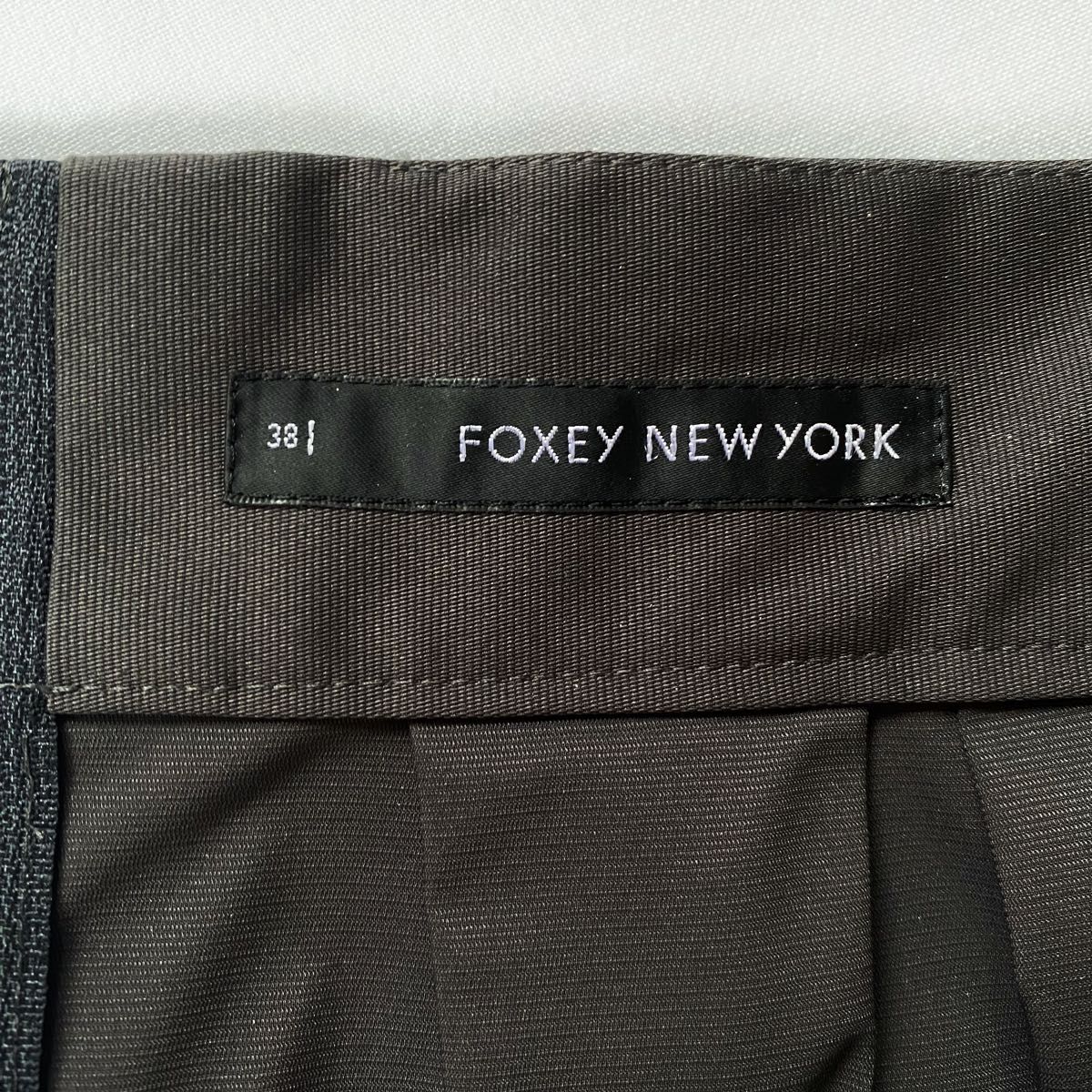 FOXEY NEWYORK フォクシーニューヨーク フリルフレアスカート ブラック サイズ38  スカート 黒 ひざ丈