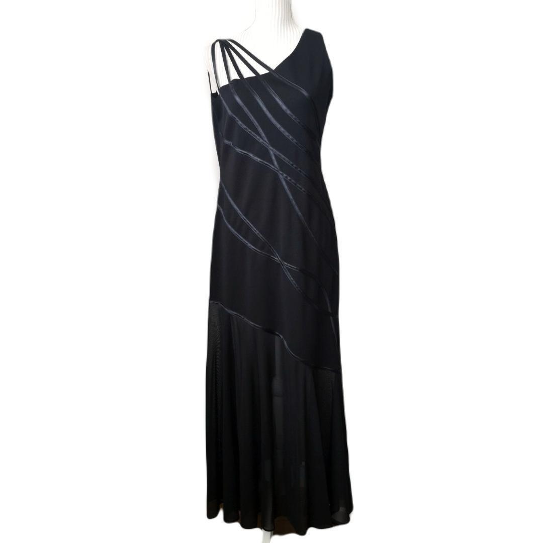 ASTRINOa -тактный lino большой размер 17 номер 4L соответствует asimeto Lee длинное платье One-piece чёрный исполнение .. еда женский 