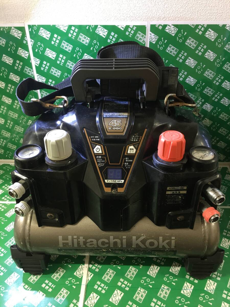 【中古品】★HiKOKI 釘打機用エアコンプレッサ タンク容量8L タンク内圧45気圧 高圧/一般圧 EC1245H3(TN)/IT2MIQ6TMH30_画像1