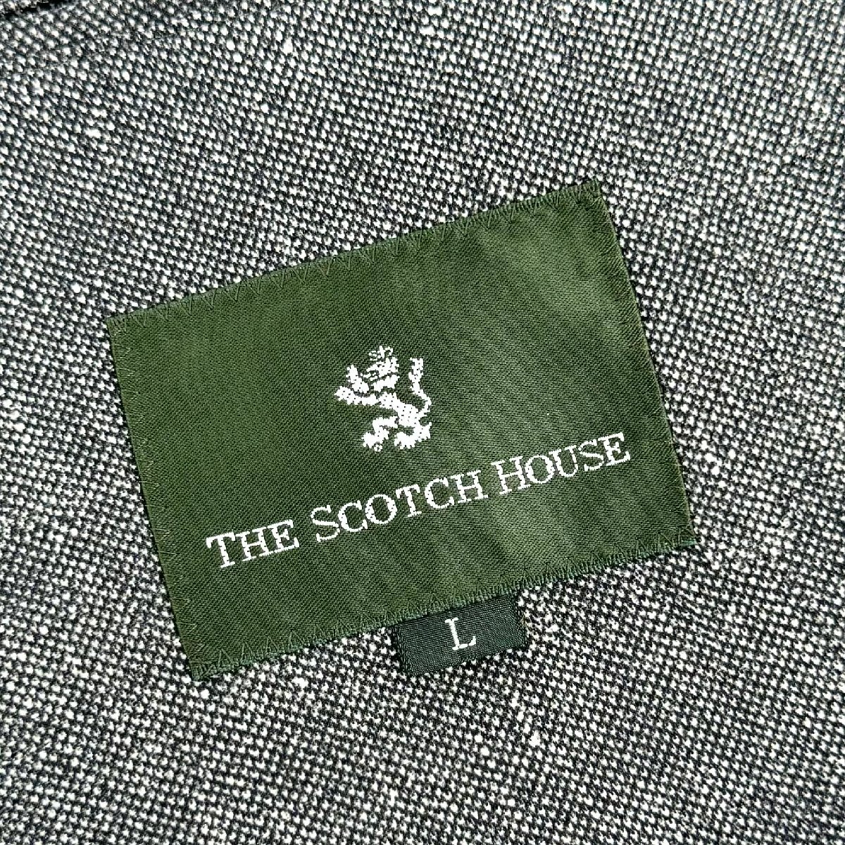 THE SCOTCH HOUSE スコッチハウス ストレッチ ツイード調 シングル 2B テーラード アンコン ジャケット T400 軽量 吸水速乾 春夏 L グレー_画像7