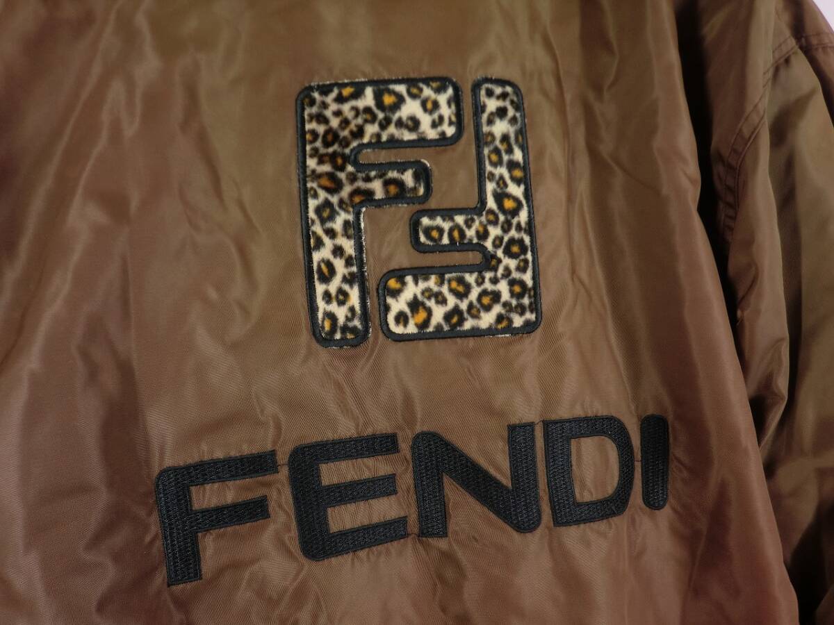 A3395 FENDI フェンディ ジャケット レオパード ブラウン 茶 ナイロン ※現状品の画像6