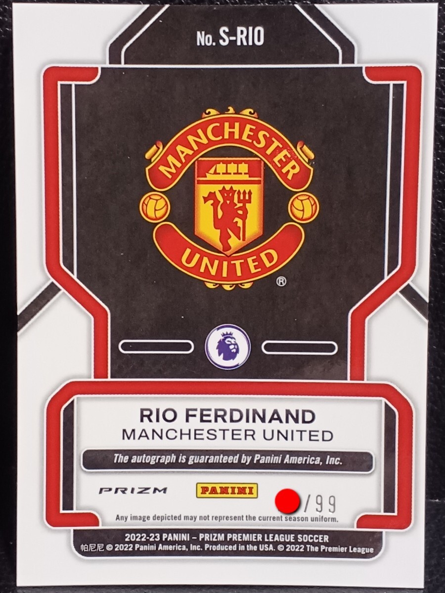 【99枚限定】 Panini Prizm EPL Soccer Rio Ferdinand Auto 直筆サイン Silver Manchester Unitedの画像2
