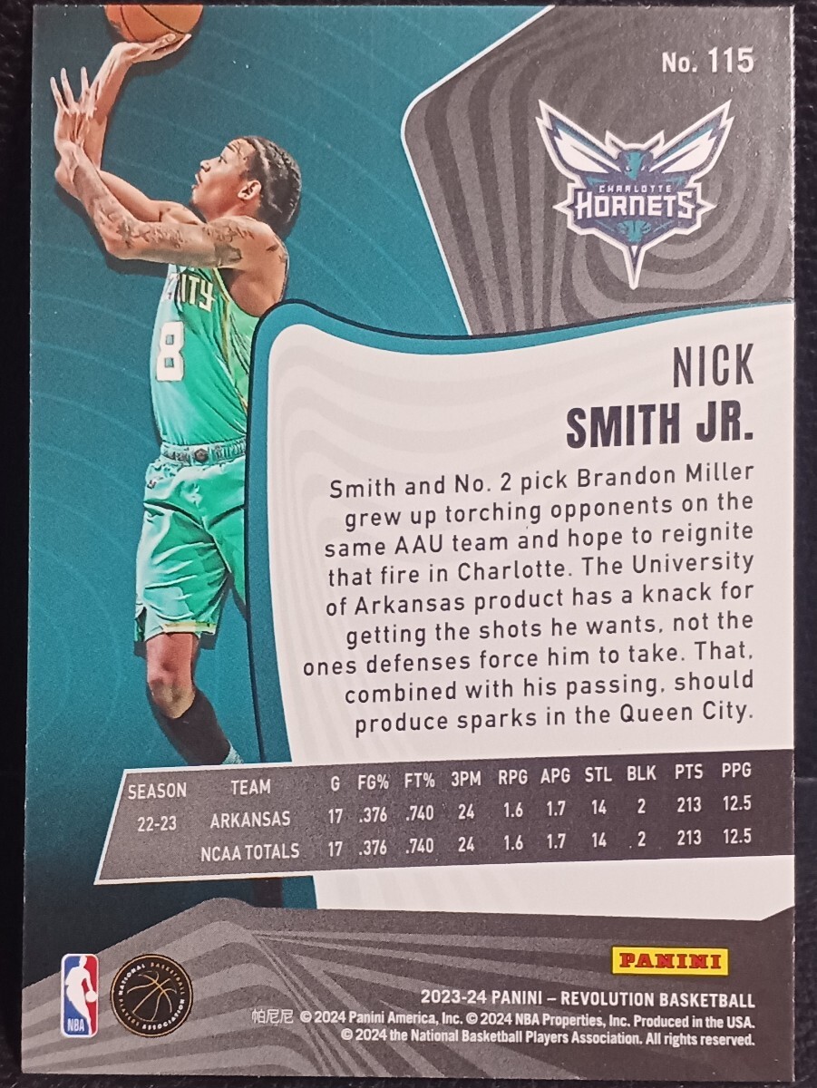 2023-24 Panini Revolution Basketball Nick Smith Jr. RC NBA ルーキー Hornets の画像2