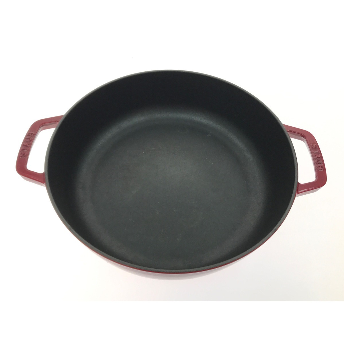 ▼▼ STAUB ストウブ 鍋 ブレイザー ソテーパン 28cm チェリー レッドIH 対応 レッド やや傷や汚れありの画像2