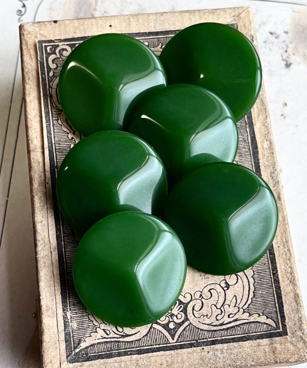  быстрое решение стекло кнопка 6 шт φ22mm зеленый Ремейк-материал материал ручная работа детали Франция импорт Vintage 