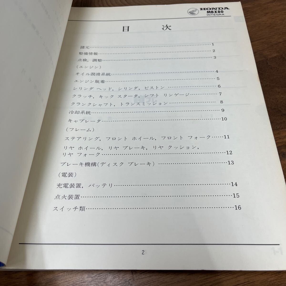 MB-3121★クリックポスト(全国一律送料185円) HONDA ホンダ サービスマニュアル MBX80 INTEGRA 60GE300 昭和58年6月 整備書 N-3/③_画像3