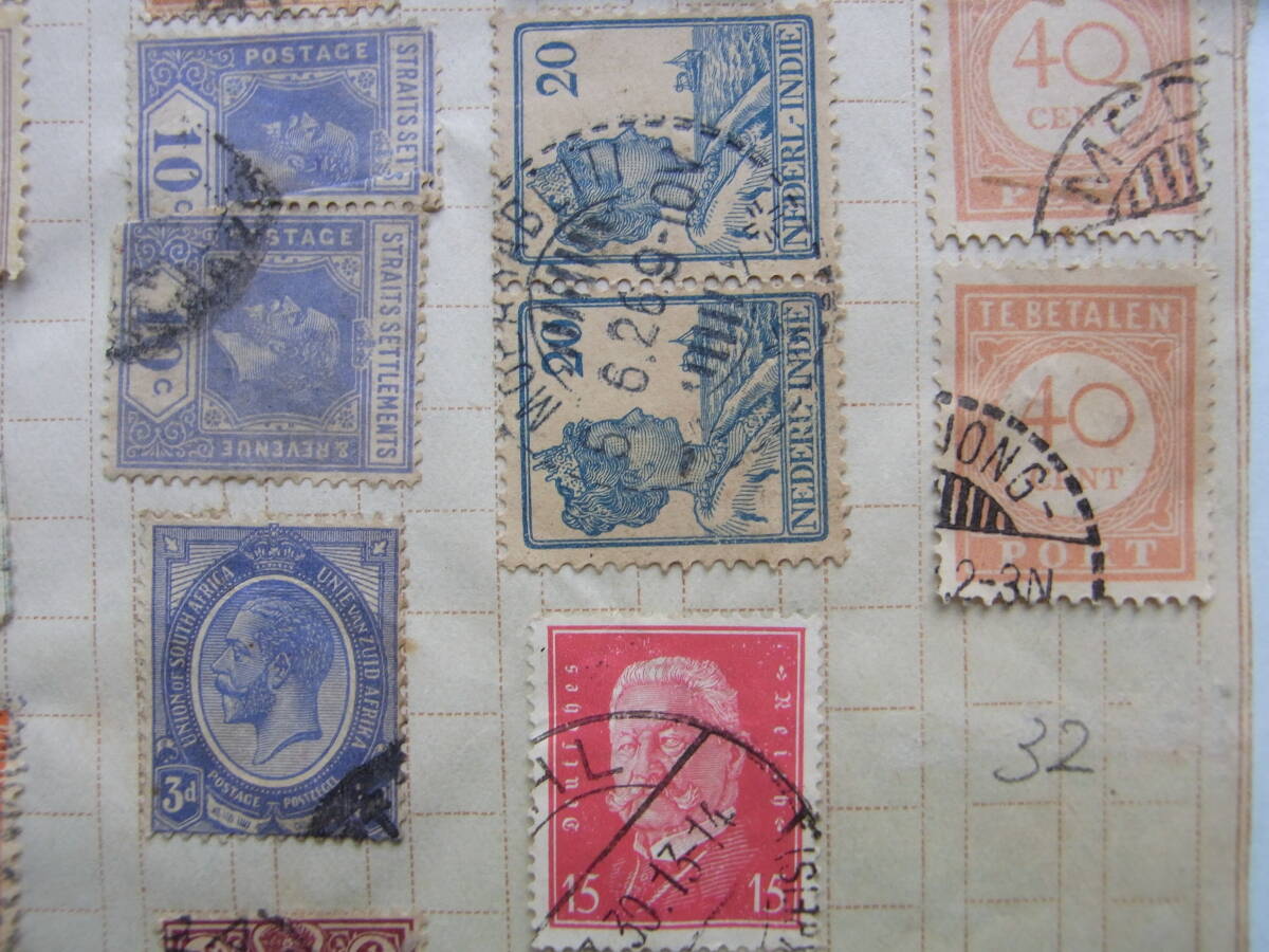32■外国切手 「古い外国切手」 使用済み中心 台紙に貼付 オランダ・フランス・英国・ドイツなどの画像6