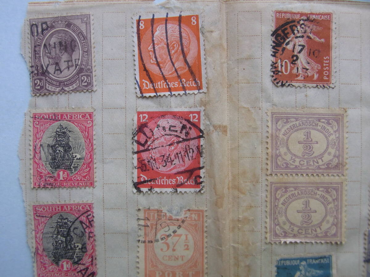32■外国切手 「古い外国切手」 使用済み中心 台紙に貼付 オランダ・フランス・英国・ドイツなどの画像3