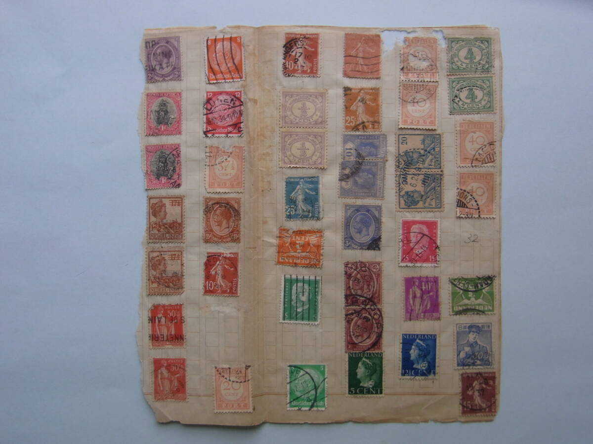 32■外国切手 「古い外国切手」 使用済み中心 台紙に貼付 オランダ・フランス・英国・ドイツなどの画像2