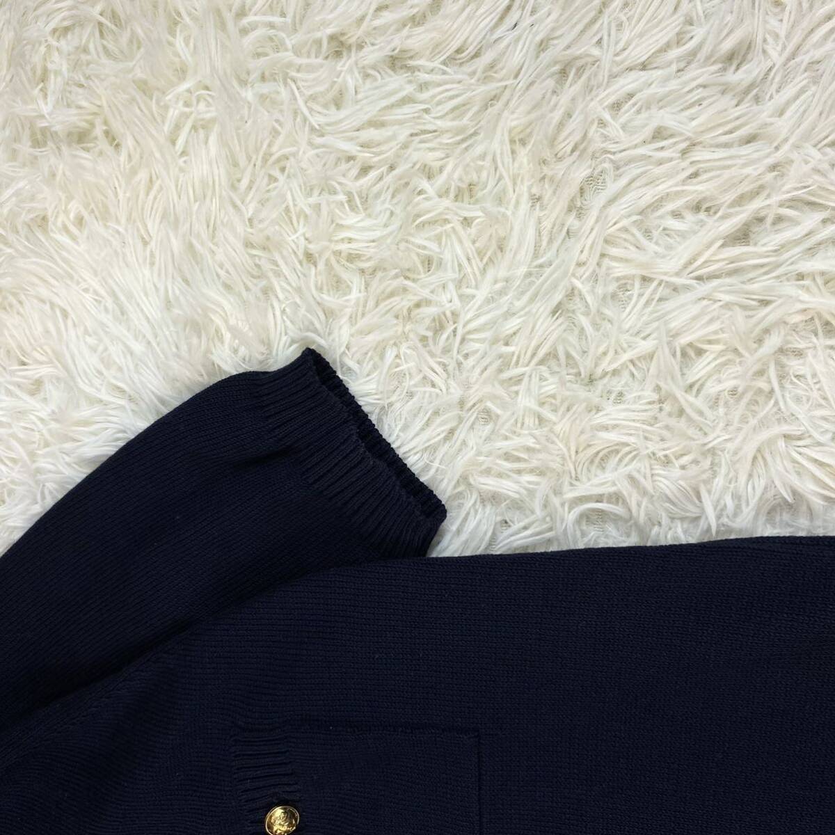 1 jpy * Salvatore Ferragamo navy dark blue Salvatore Ferragamo gold button Gold knitted One-piece front opening S summer knitted 