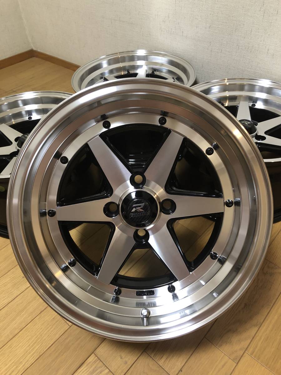 旧車 改造車 暴走族 街道レーサー 15×8J/＋20/PCD100 新品ホイール４本セット 深リム ロードスター他カスタム車にの画像3