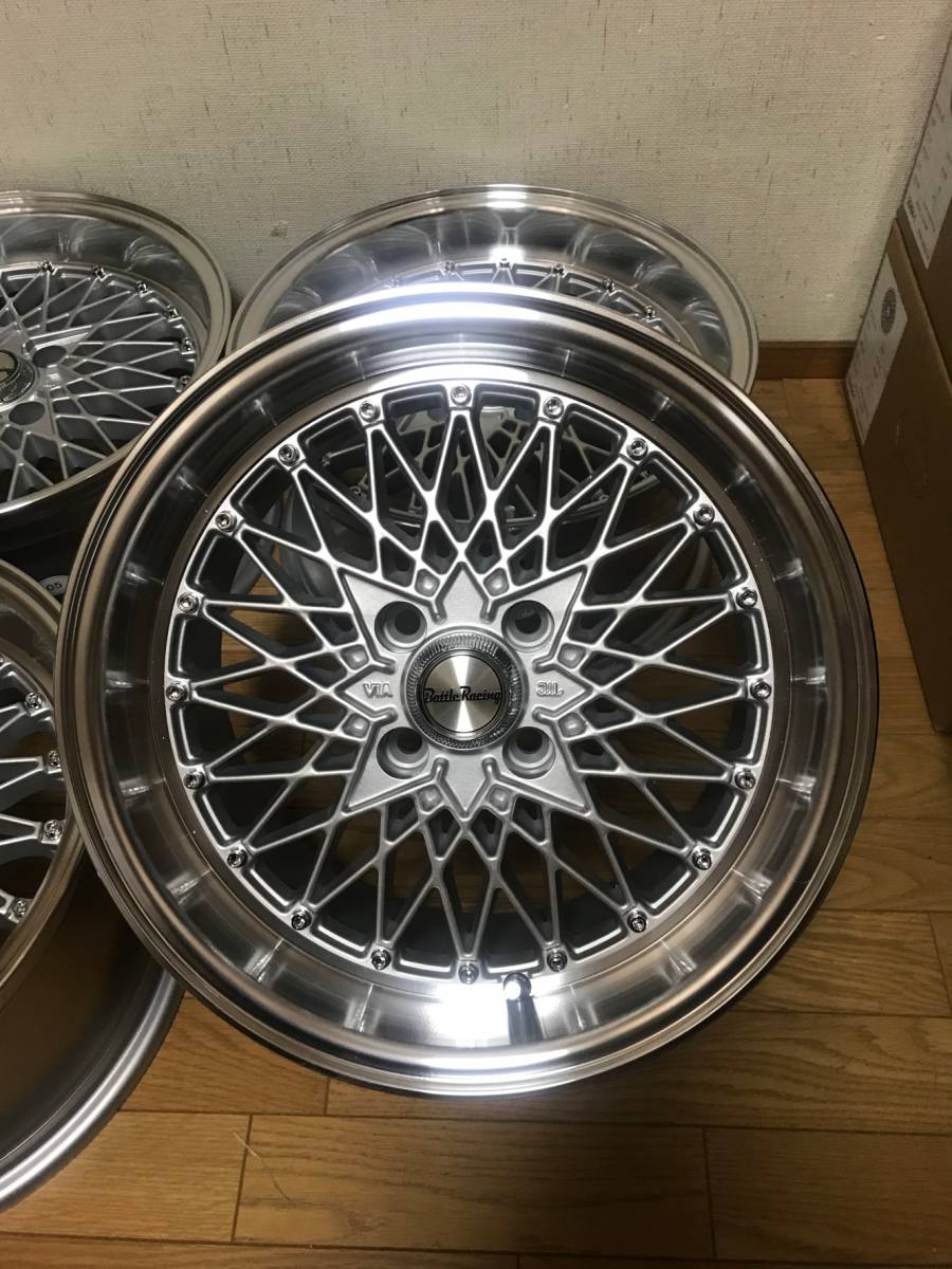 旧車 街道レーサー 暴走族 走り屋 15×8J/＋20/PCD100 新品メッシュホイール４本セット 深リム ロードスター シビック他カスタム車に_画像3