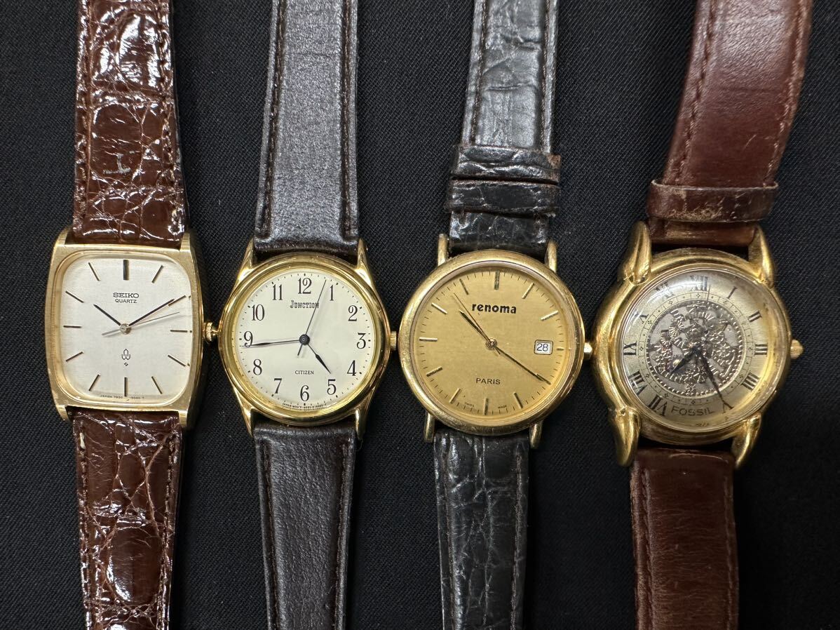 美品 メンズ ゴールドカラー 腕時計 30点 個 セット 大量 SEIKO JUNCTION renoma FOSSIL eddie bauer 等 まとめ売り レディース含む H105の画像2