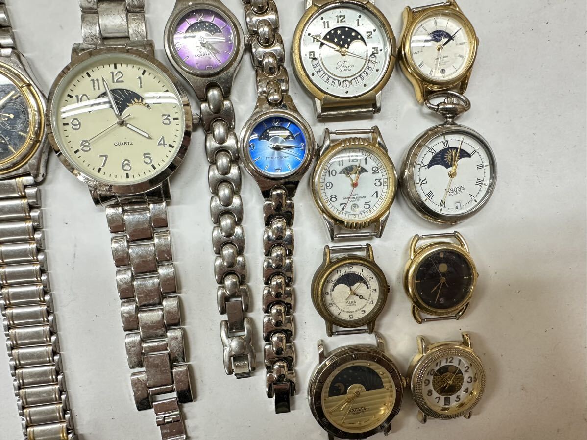 腕時計 ムーンフェイズ 50本 FOSSIL JUNCTION ALBA PEUGEOT 等 大量 まとめて セット H126の画像6