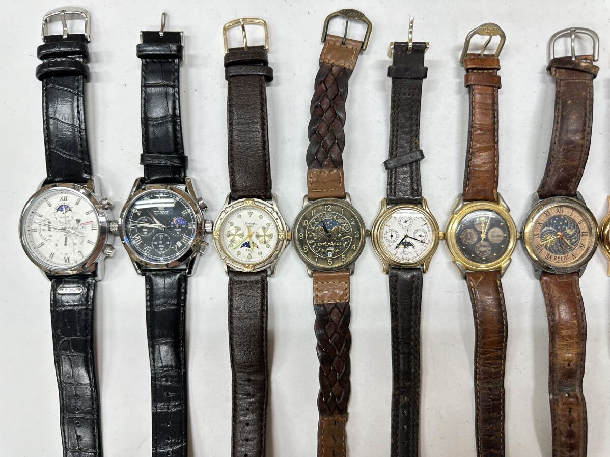 腕時計 ムーンフェイズ 50本 FOSSIL JUNCTION ALBA PEUGEOT 等 大量 まとめて セット H126の画像2